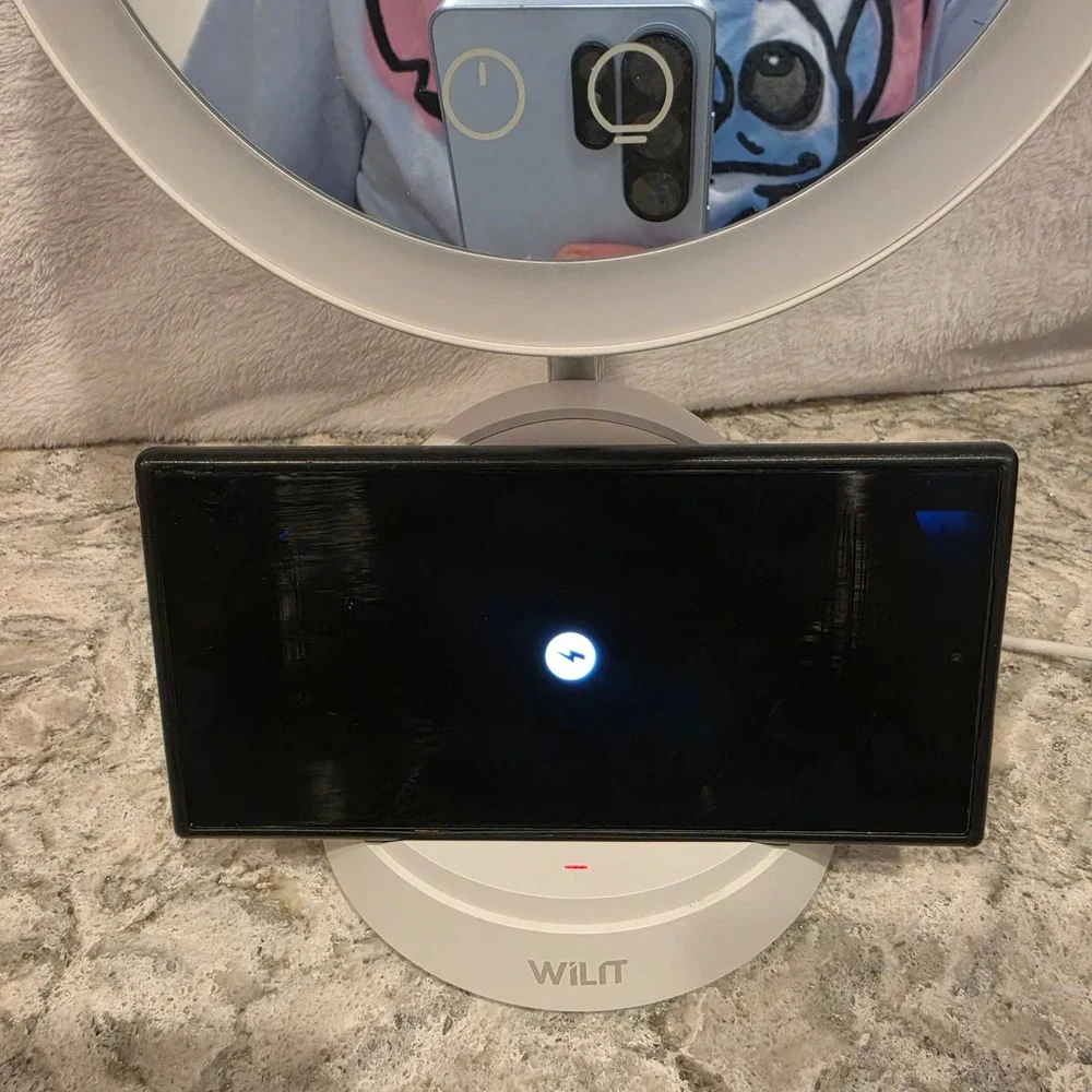 WILIT LED Makeup Mirror with Qi Wireless Charging Base White Oval Touch Control